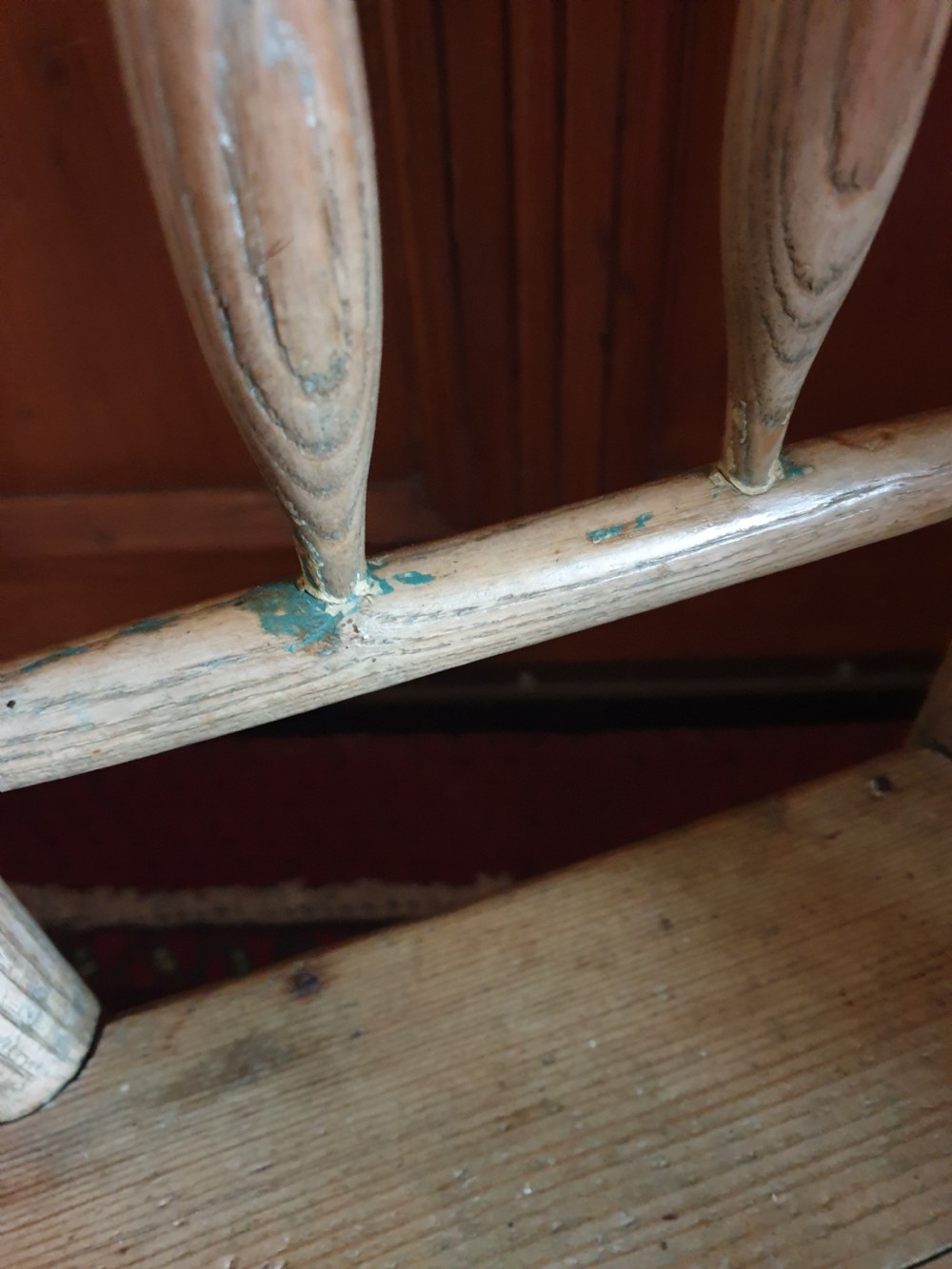ANTIQUE CHILD,S PRIMITIVE ELM ARMCHAIR  View II