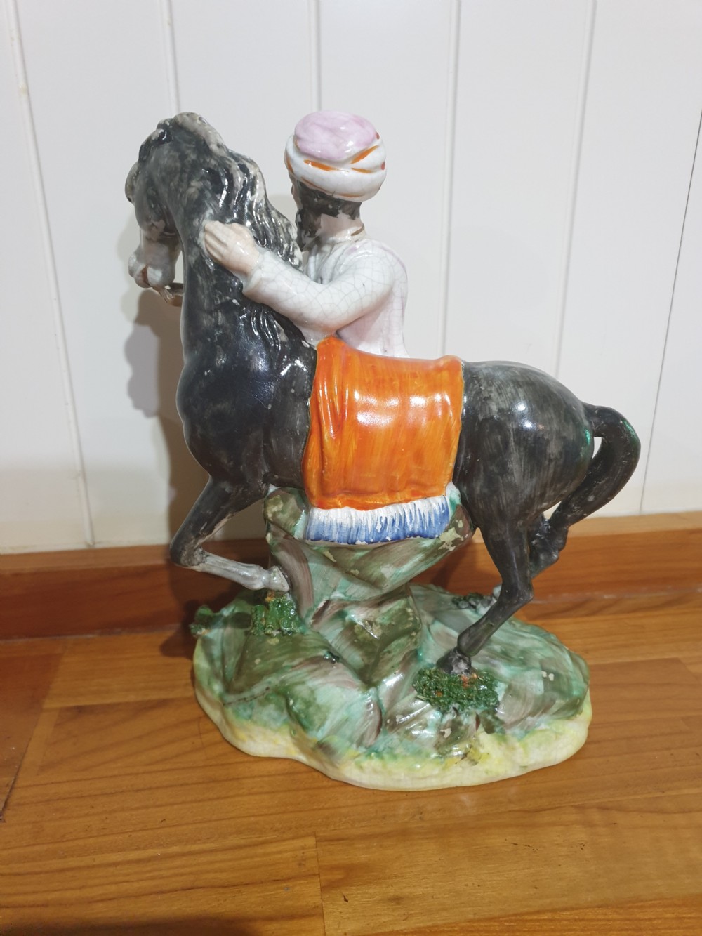RARE LARGE STAFFORDSHIRE FIGURE OF A TURK WITH HORSE View V