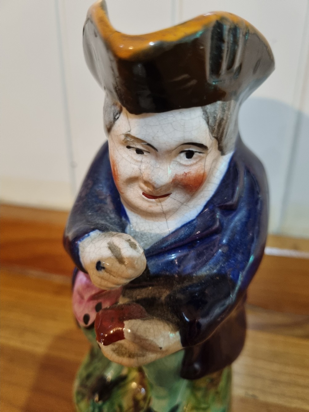 A  19THC STAFFORDSHIRE TOBY JUG OF THE SNUFF TAKER FACTORY MARKS View III