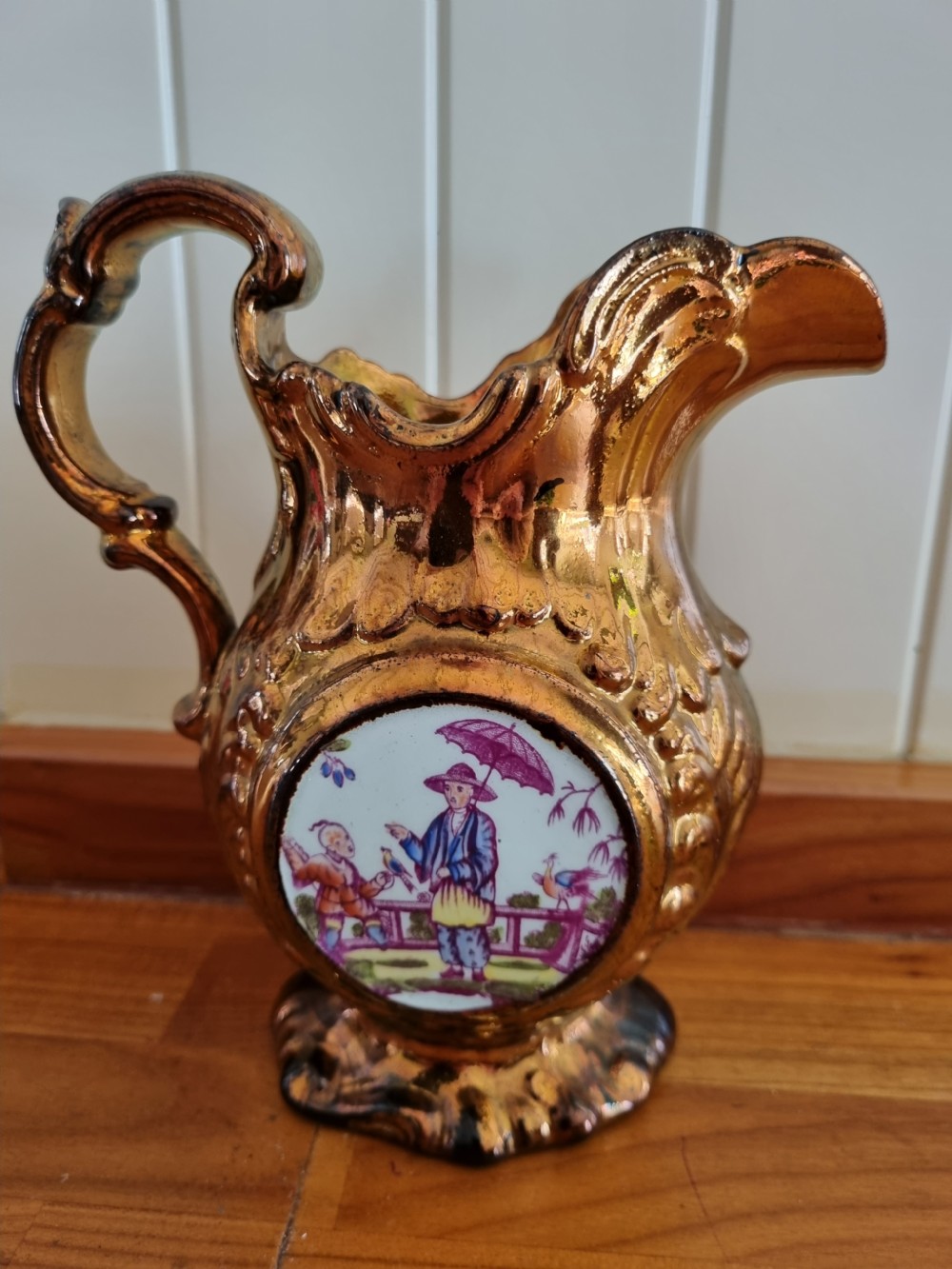 2 WELSH ANTIQUE COPPER LUSTRE CLOCK JUGS PERFECT View IV