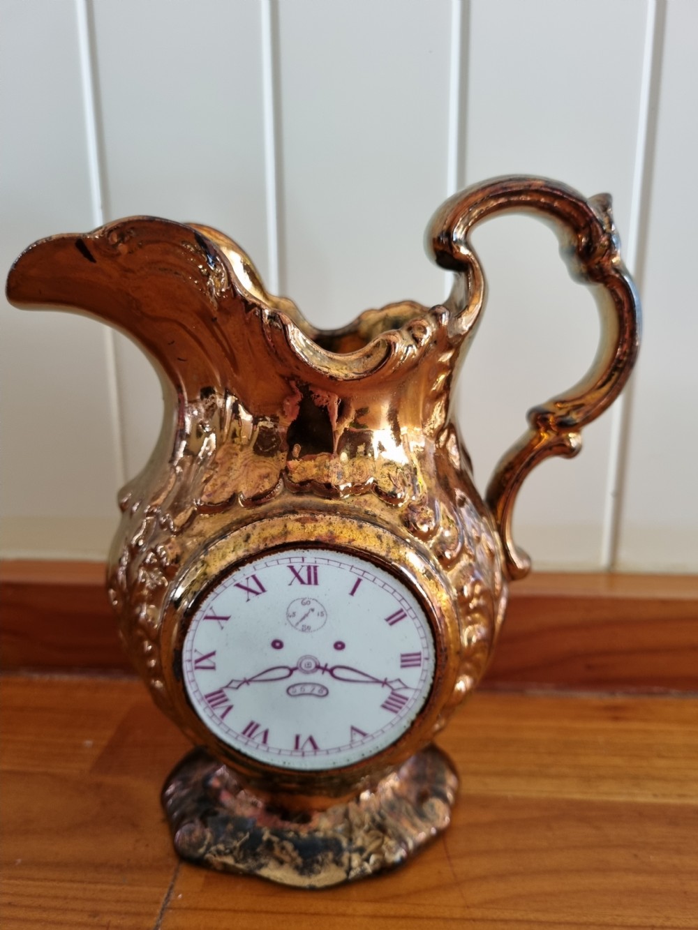 2 WELSH ANTIQUE COPPER LUSTRE CLOCK JUGS PERFECT View VI