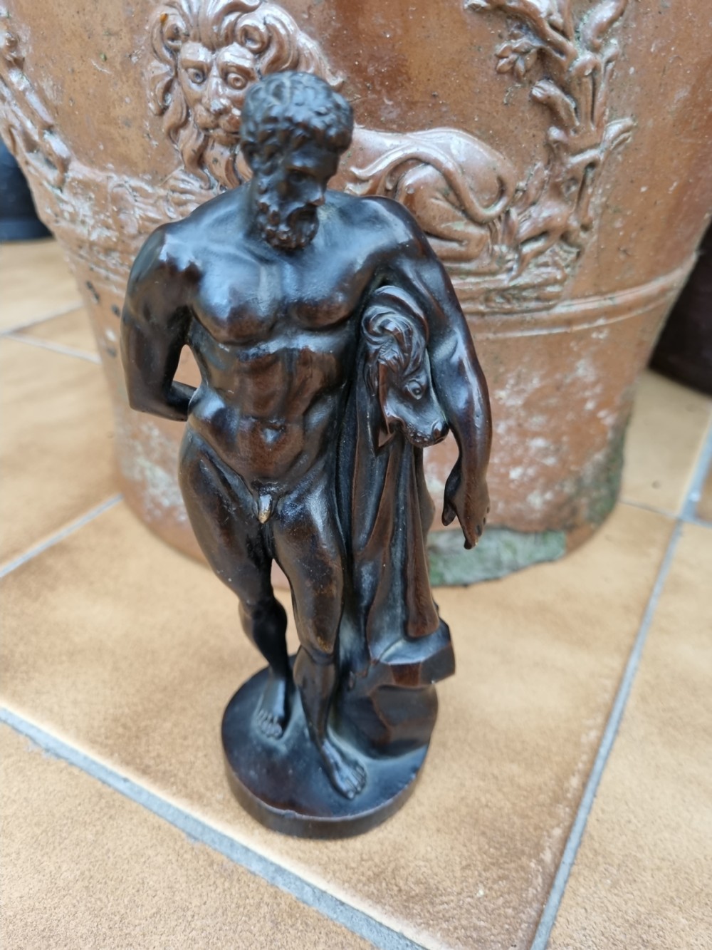 18THC ITALIAN BRONZE OF  HERCULES.AND THE LION SKIN SUPERB PATINA View II