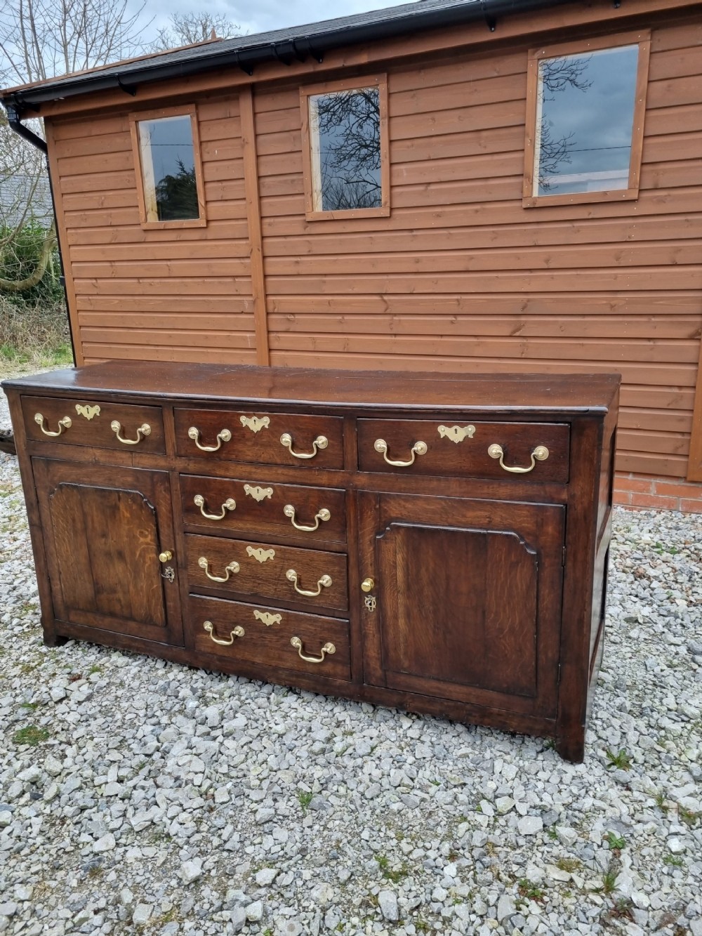 GEORGIAN WELSH OAK CUPBOARD DRESSER BASE FROM NORTH WALES