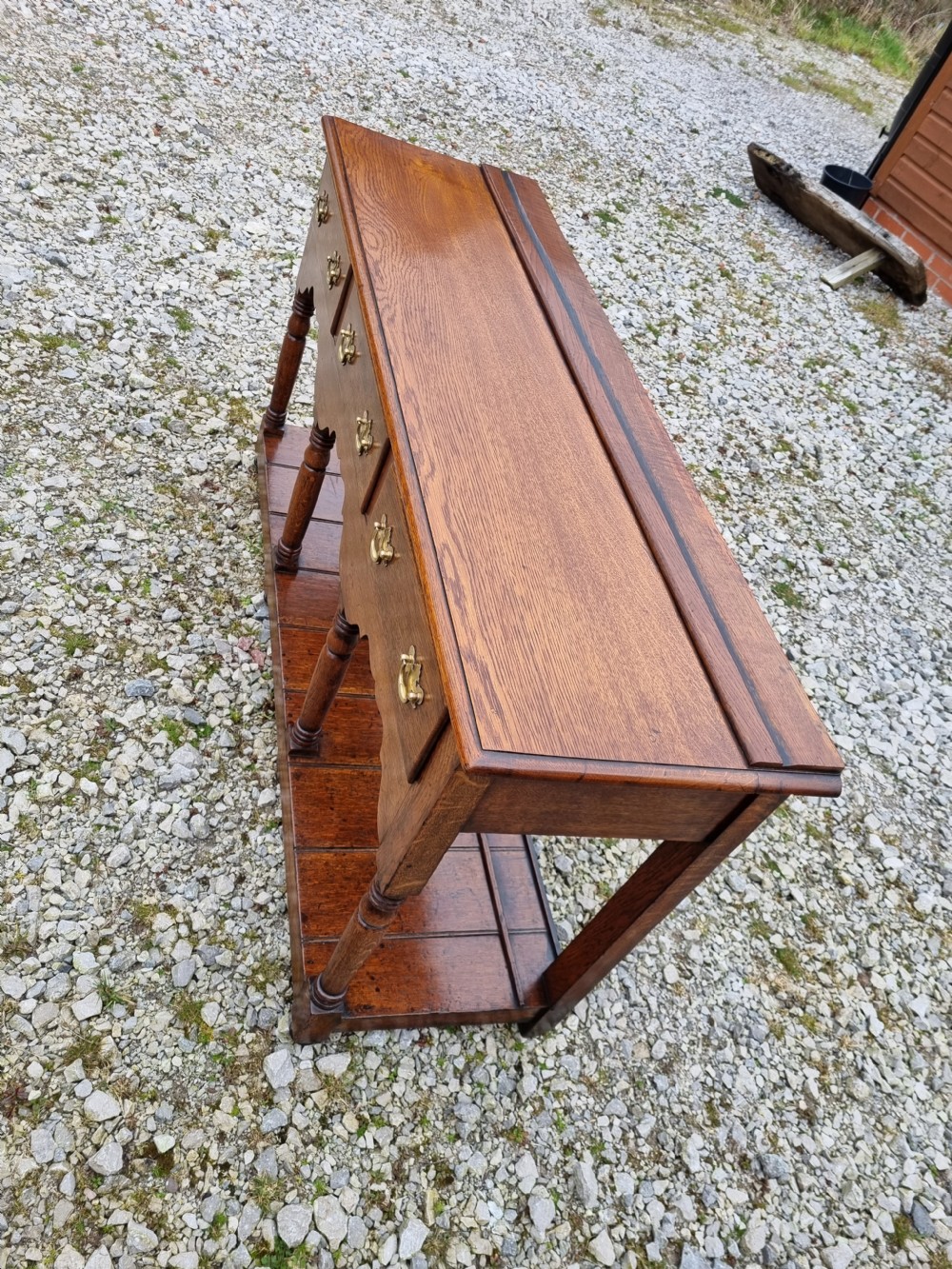 ANTIQUE EARLY 19TH CENTURY OAK SMALL 3 DRAWER POTBOARD DRESSER/SIDE SERVER View VI
