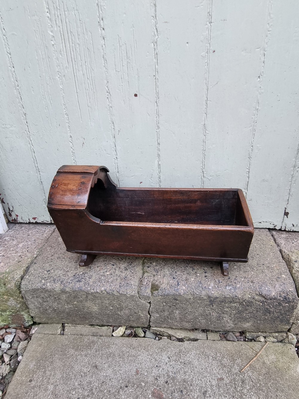 18THC MINATURE OAK CRADLE IN ORIGINAL CONDITION View IV