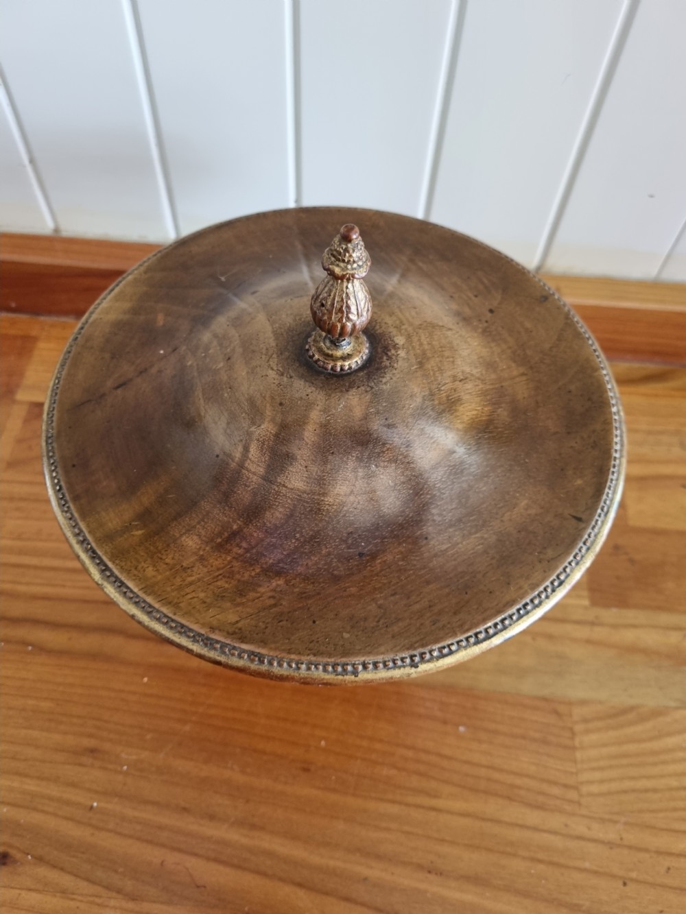 A RARE TREEN 18THC METAL MOUNTED OVAL DISH AND COVER View II