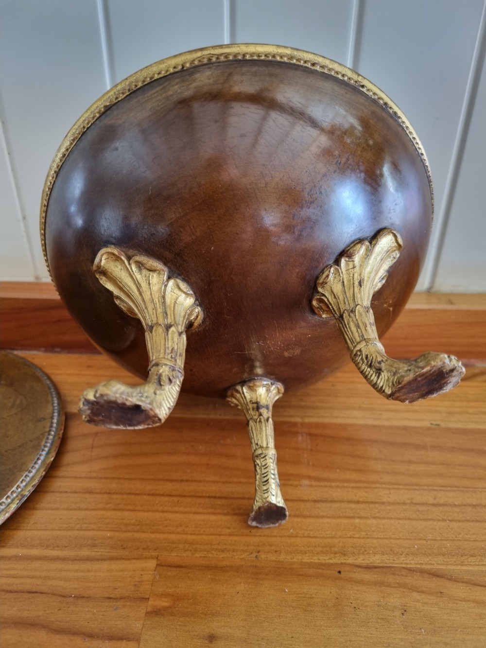 A RARE TREEN 18THC METAL MOUNTED OVAL DISH AND COVER View V