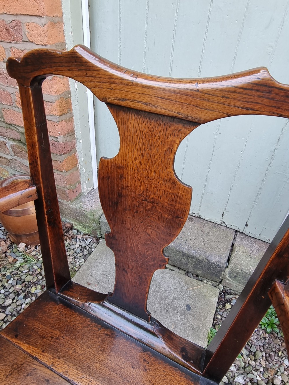 SUPER PATINATED 18THC OAK CARVER ARMCHAIR IN ORIGINAL CONDITION View VI