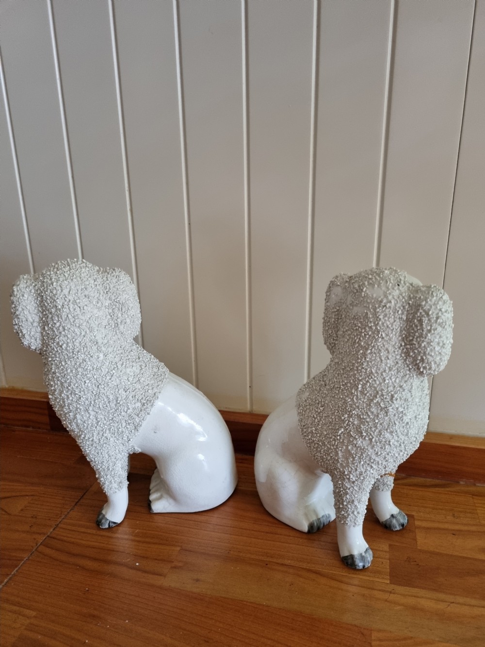 PAIR OF ANTIQUE 19THC STAFFORDSHIRE POODLES View II