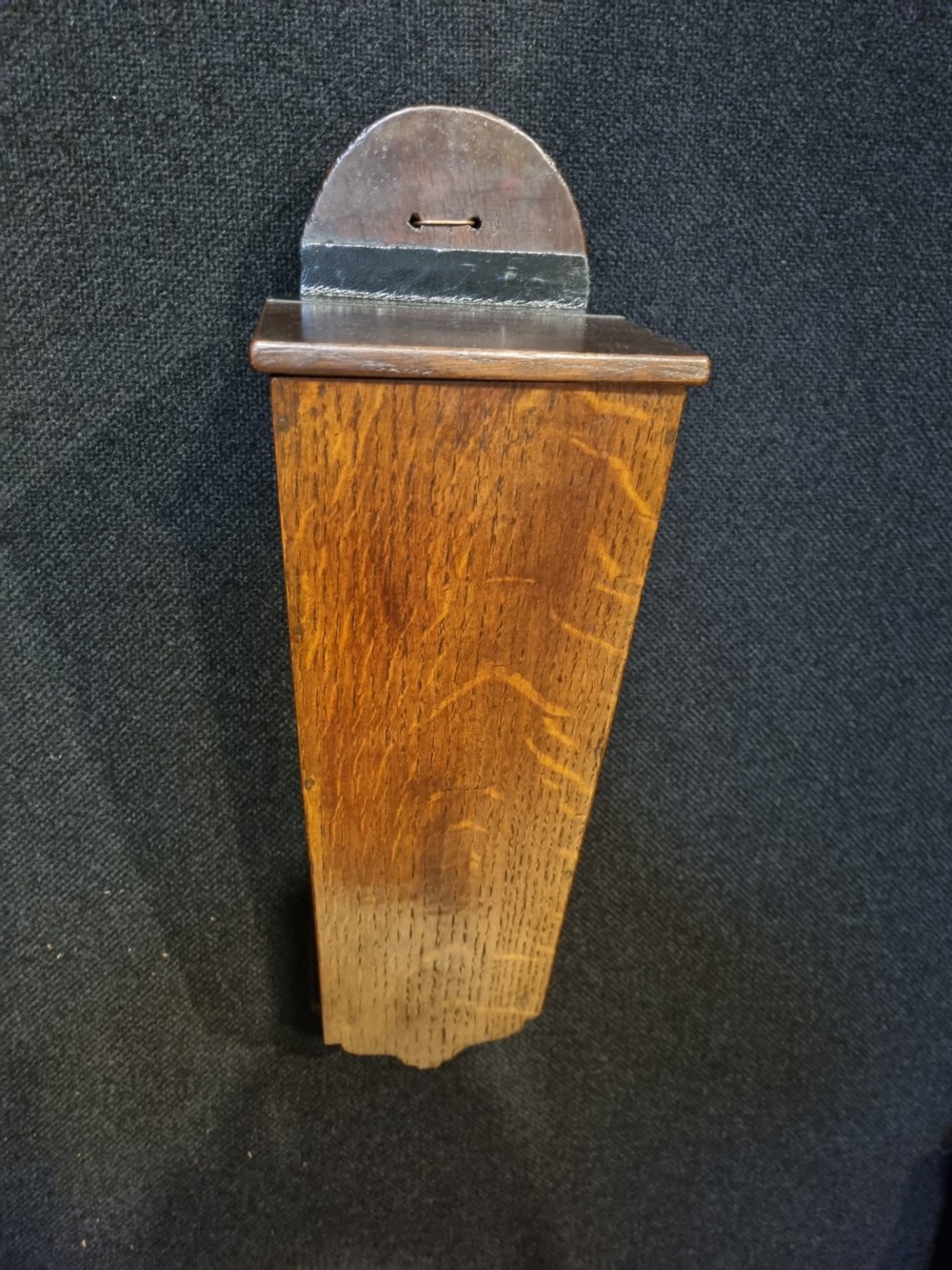 CHARMING 18THC OAK CANDLE BOX WALL HANGING View V