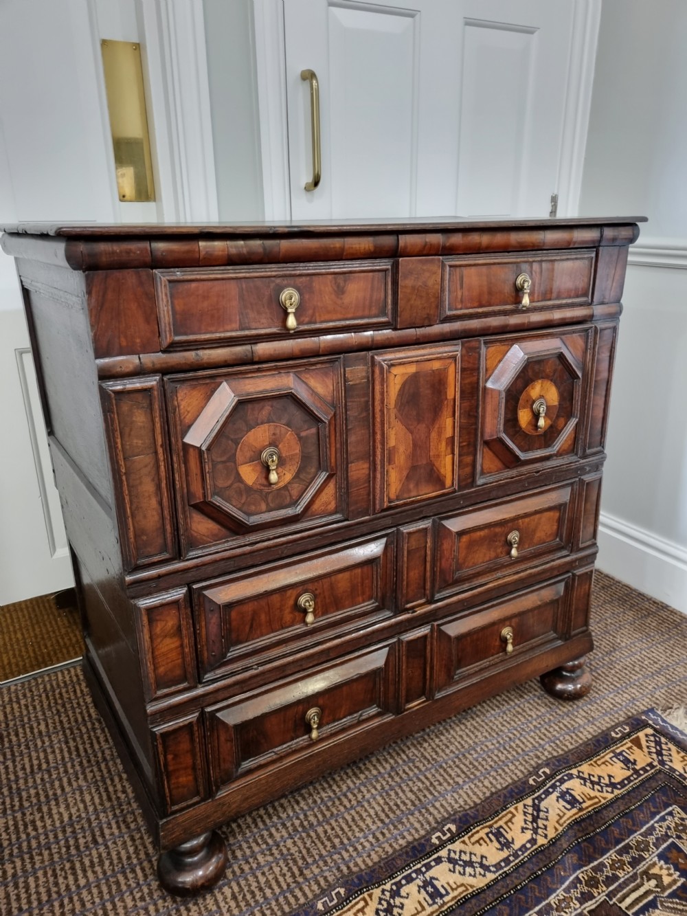   17THC WALNUT OAK AND OYSTER WALNUT 2 PART CHEST View II