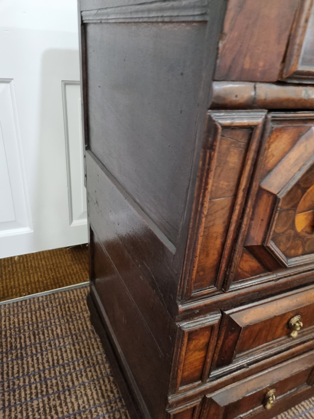  17THC WALNUT OAK AND OYSTER WALNUT 2 PART CHEST View V
