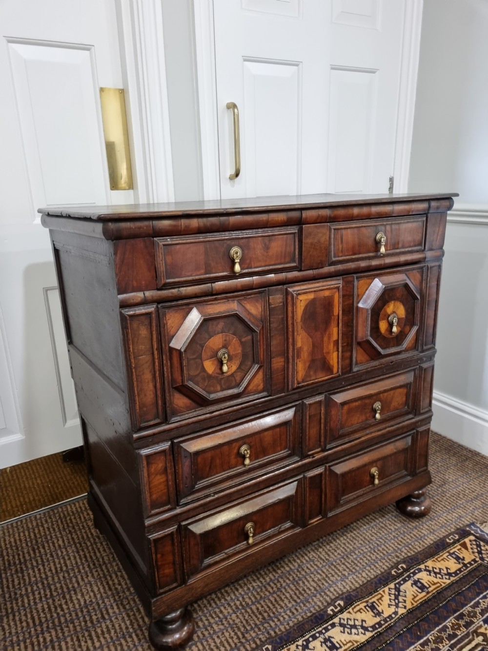   17THC WALNUT OAK AND OYSTER WALNUT 2 PART CHEST View VI