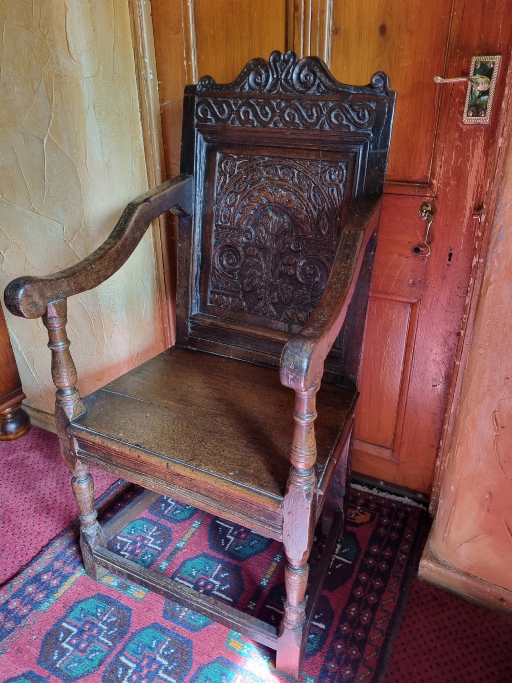 17thC OAK LANCASHIRE WAINSCOT ARMCHAIR  View II