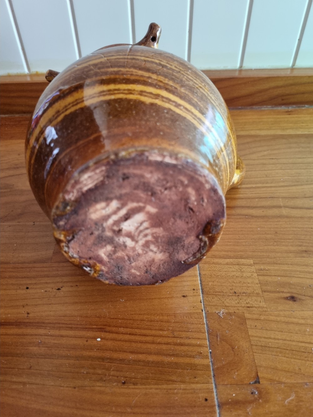 A LARGE 19THC SLIPWARE WEST COUNTRY PUZZLE JUG  View IV