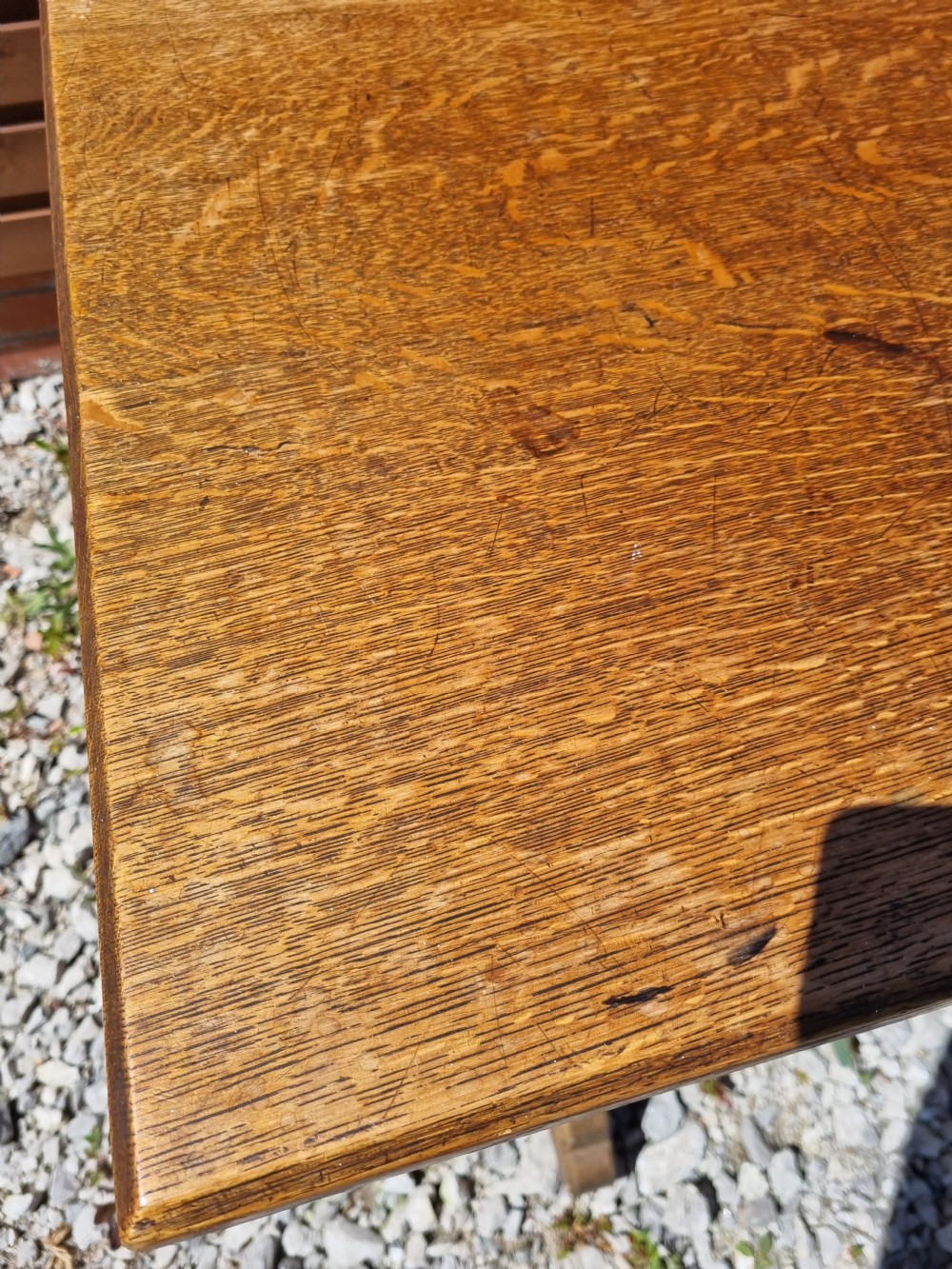 ARTS AND CRAFTS OAK TRESTLE TABLE  View III