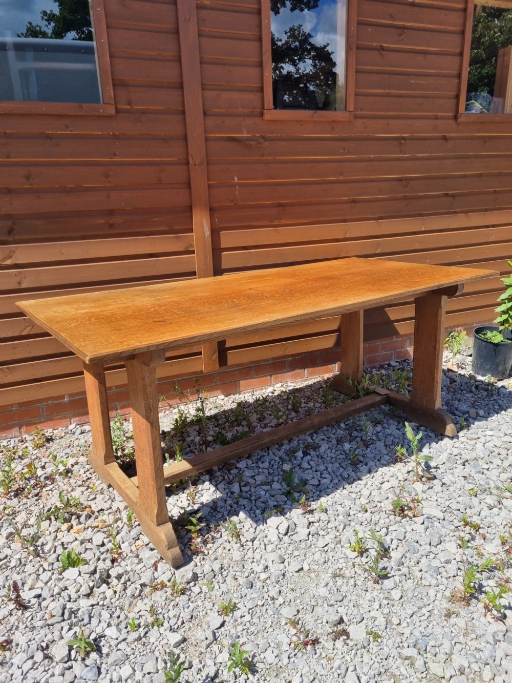 ARTS AND CRAFTS OAK TRESTLE TABLE  View IV