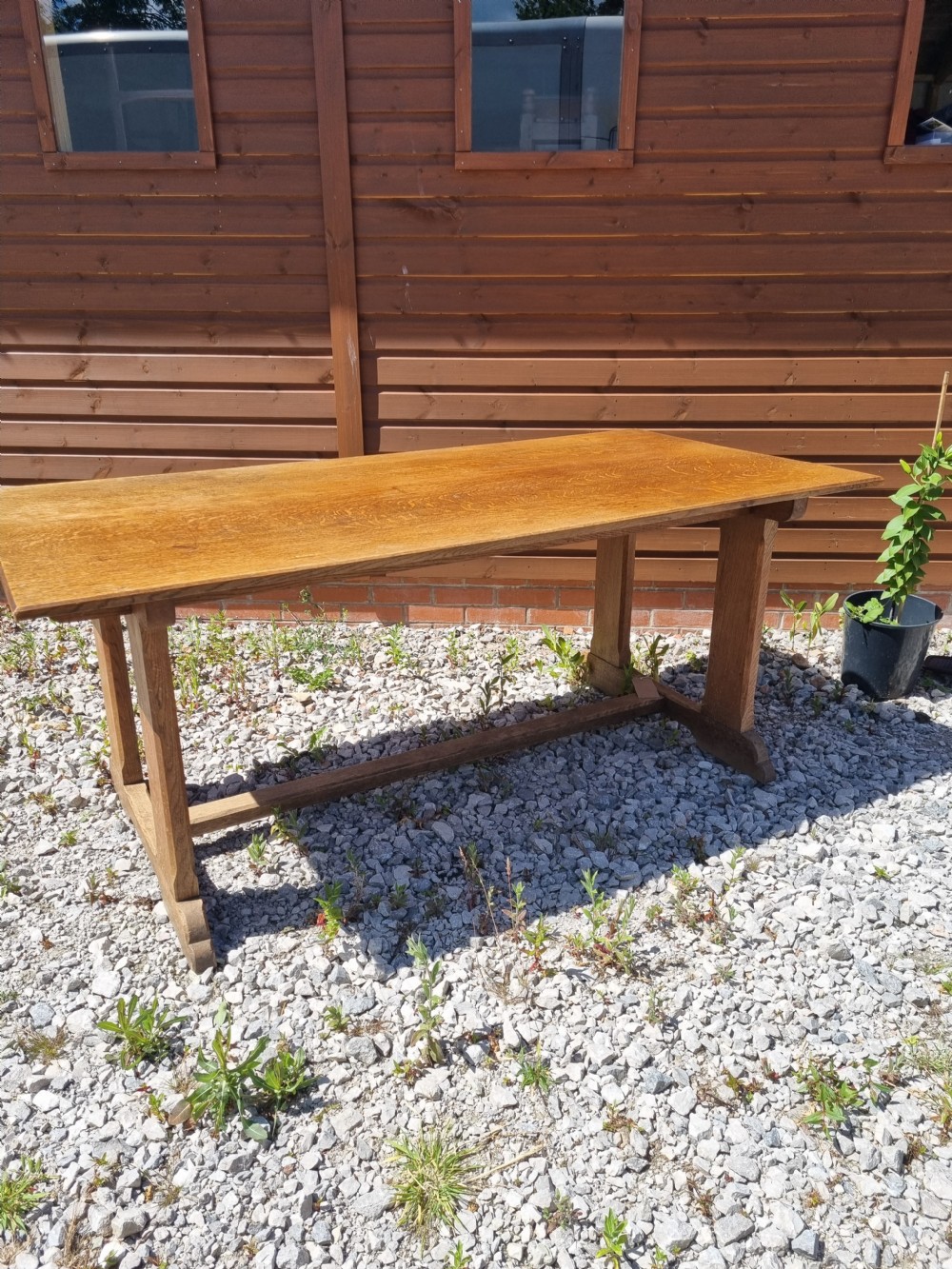 ARTS AND CRAFTS OAK TRESTLE TABLE  View VI