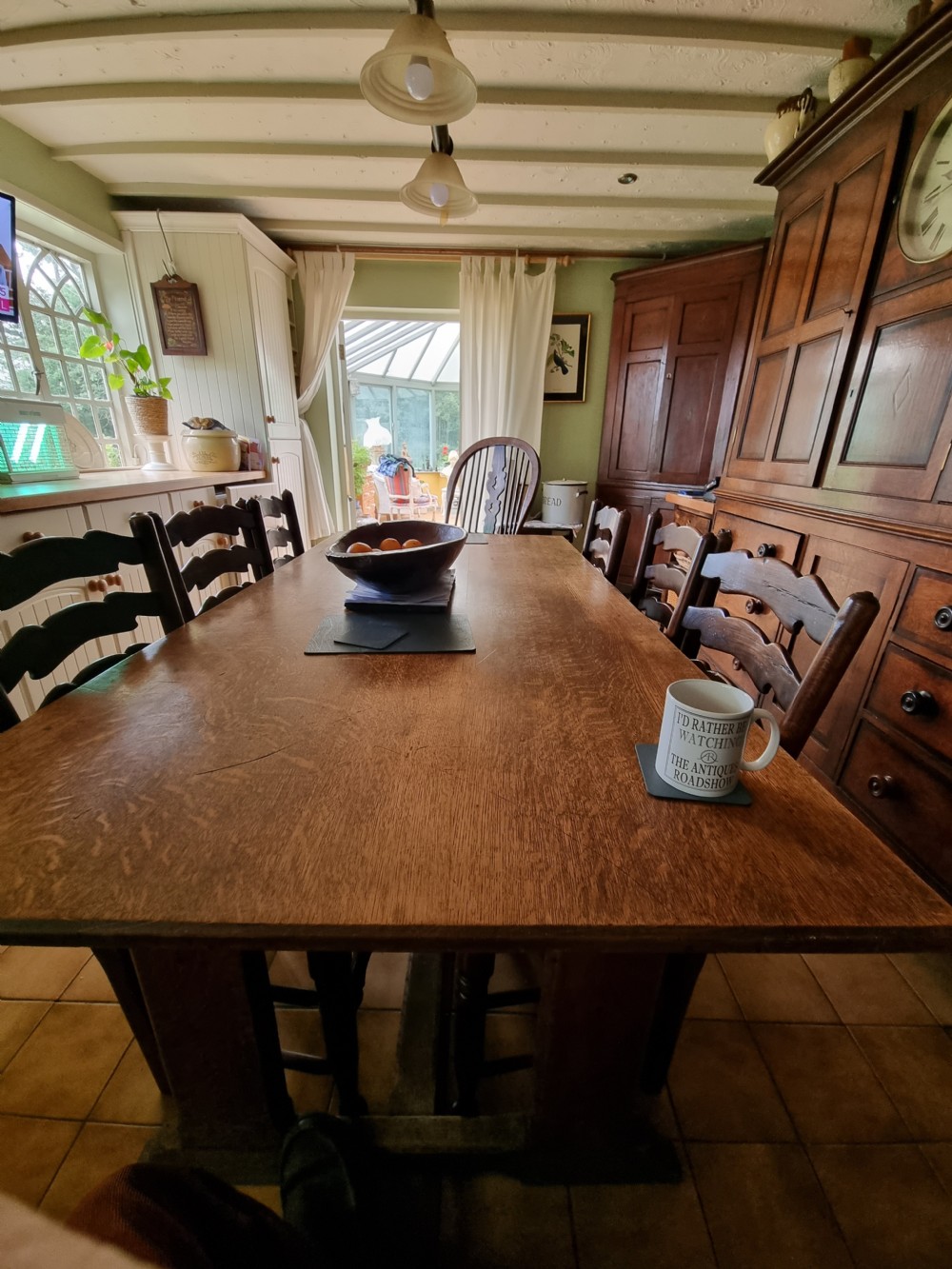 ARTS AND CRAFTS OAK TRESTLE TABLE  View VII