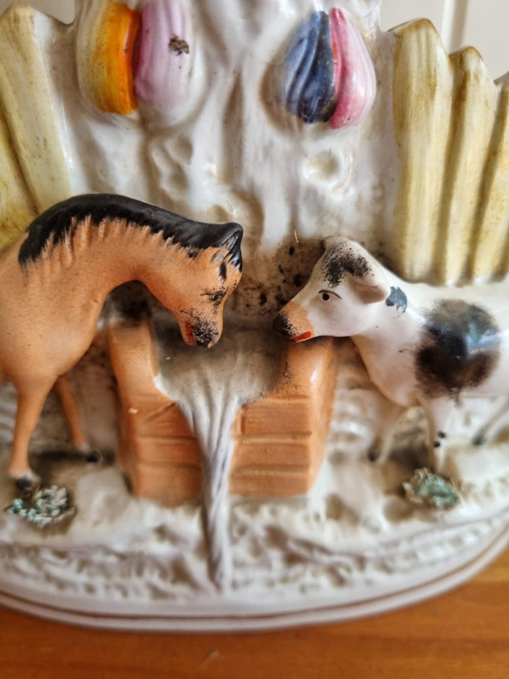 UNUSUAL 19THC STAFFORDSHIRE FIGURE FEATURING A HORSE ,COW ETC View IV