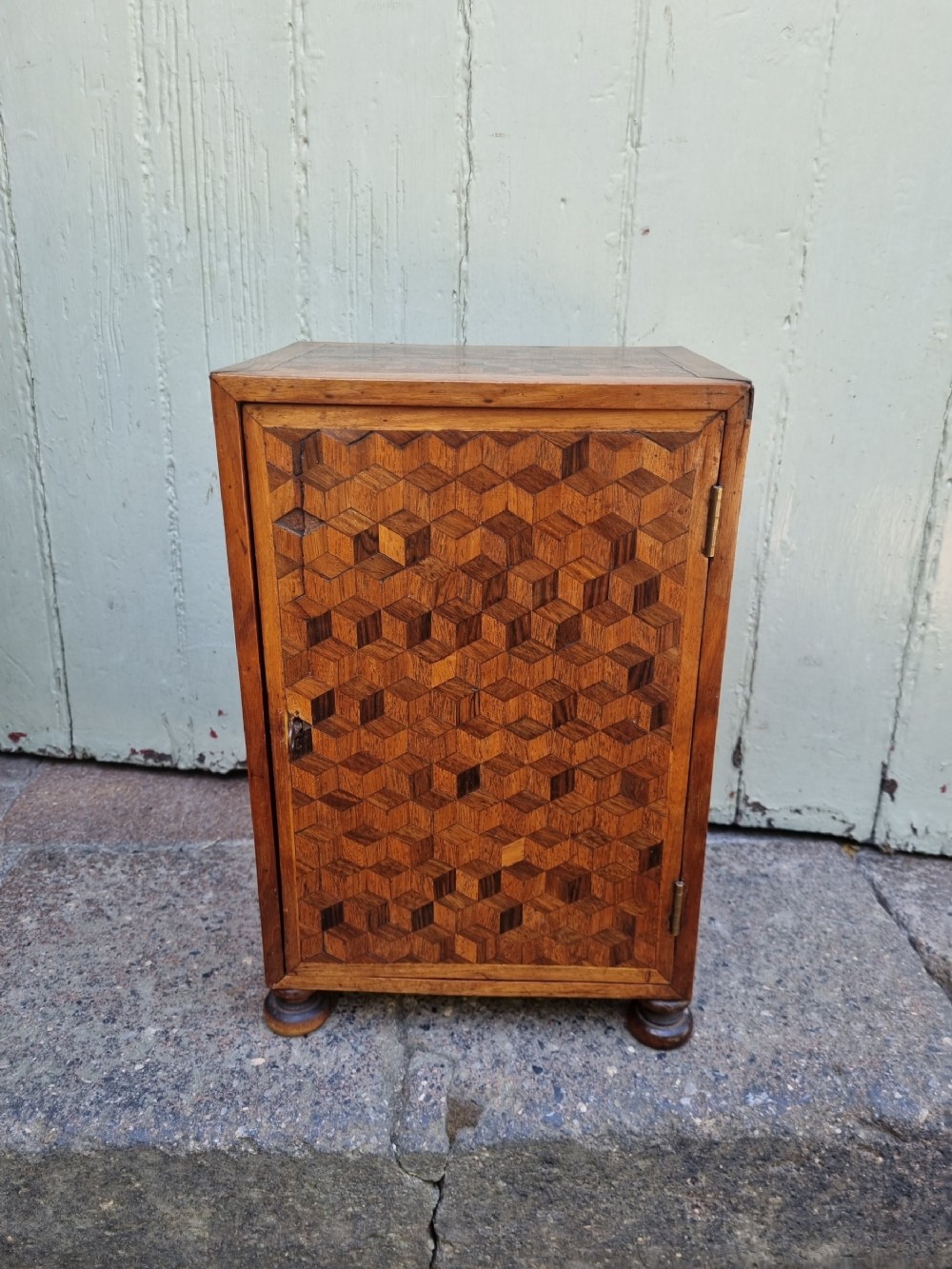 UNUSUAL 18THC PARQUETRY TABLE CASKET WITH INTERIOR DRAWERS 