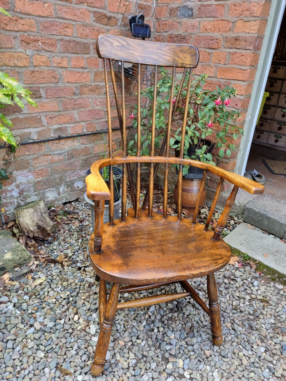 NAIVE  19THC HIGH BACK WINDSOR TYPE ARMCHAIR View II