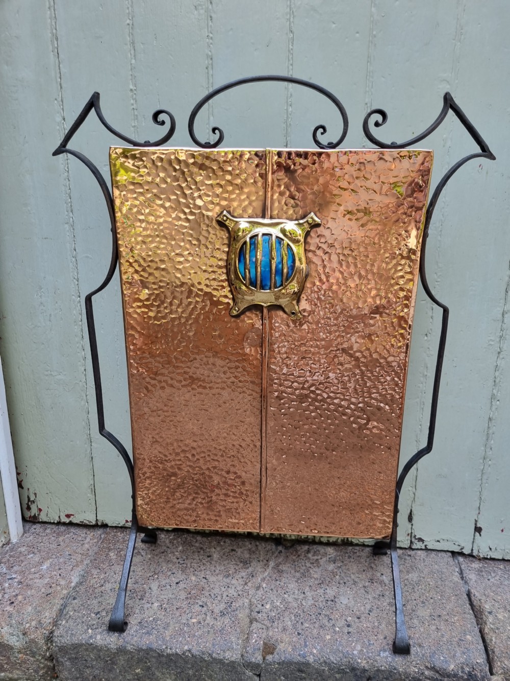 SCARCE ARTS AND CRAFTS COPPER FIRE SCREEN View VI
