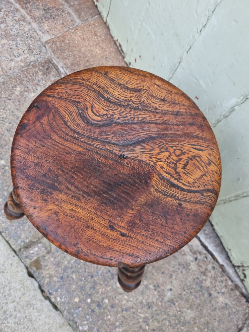 19thc WELSH ELM SMALL 4 LEGGED STOOL/SAMPLE PIECE View II