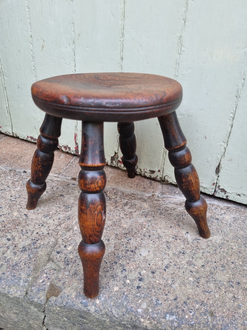 19thc WELSH ELM SMALL 4 LEGGED STOOL/SAMPLE PIECE View VI