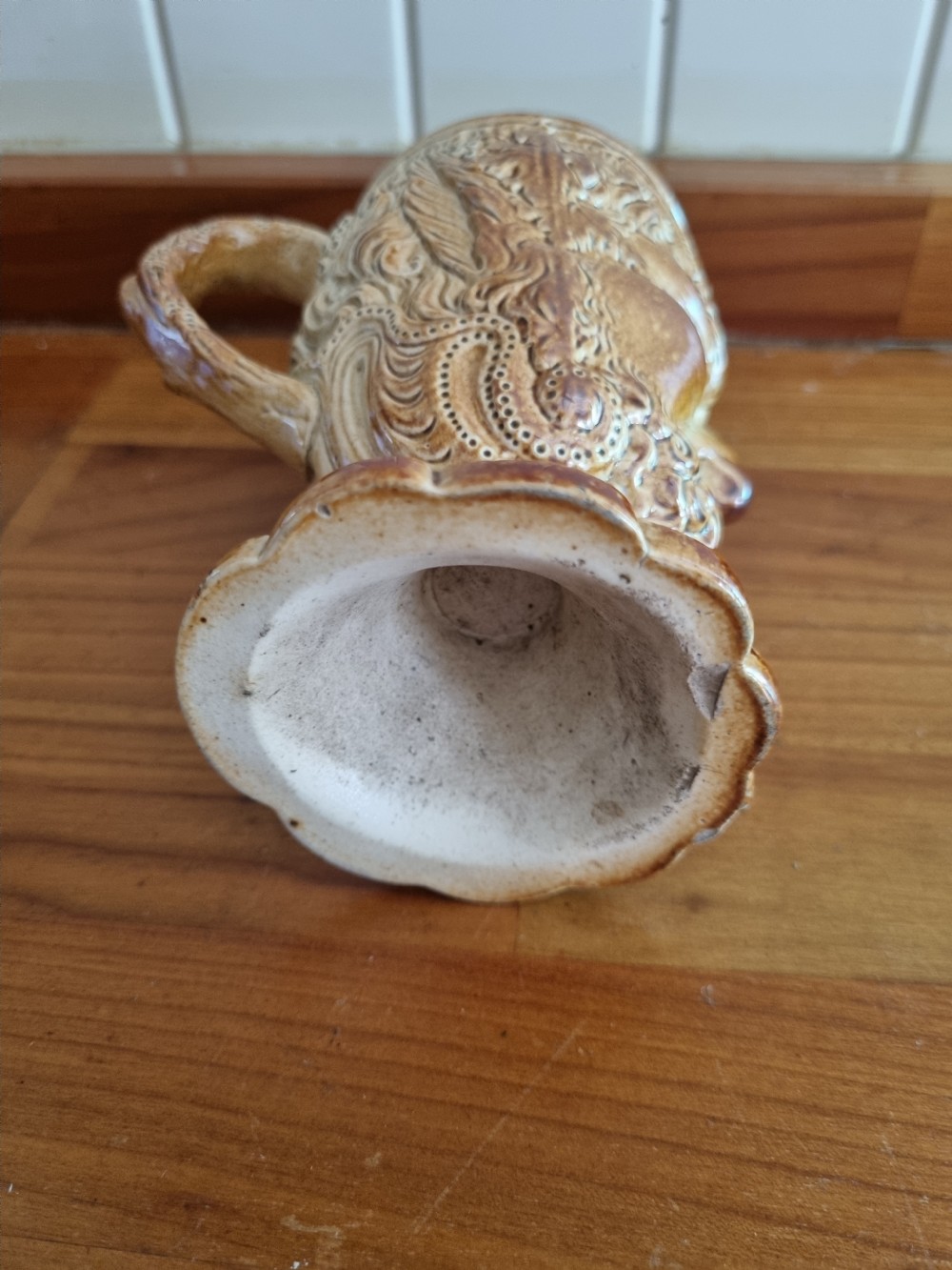 A GOOD 19THC BRIDDON BACCHUS FACE STONEWARE MUG View III