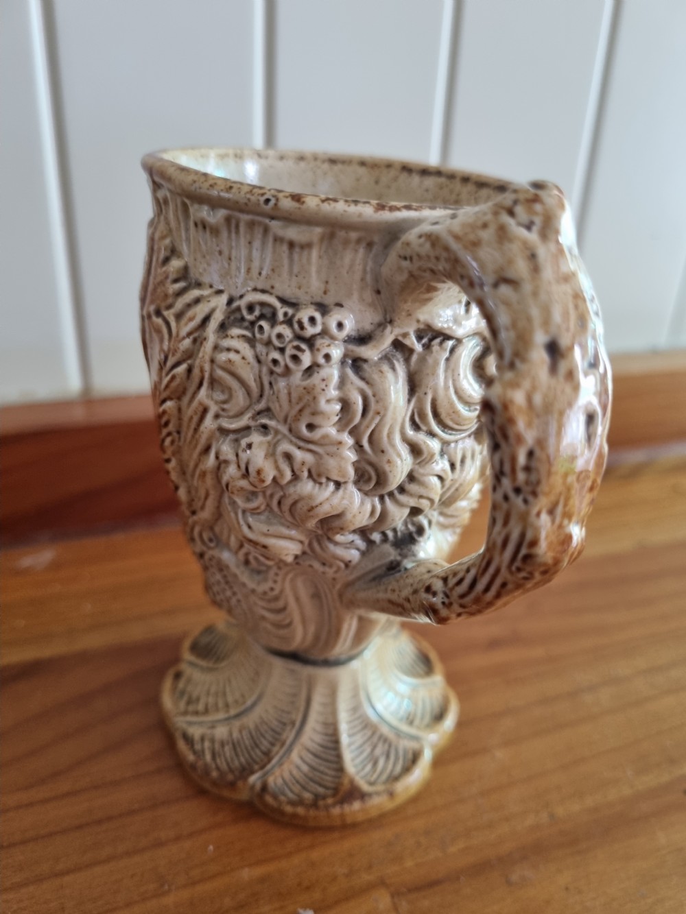 A GOOD 19THC BRIDDON BACCHUS FACE STONEWARE MUG View IV