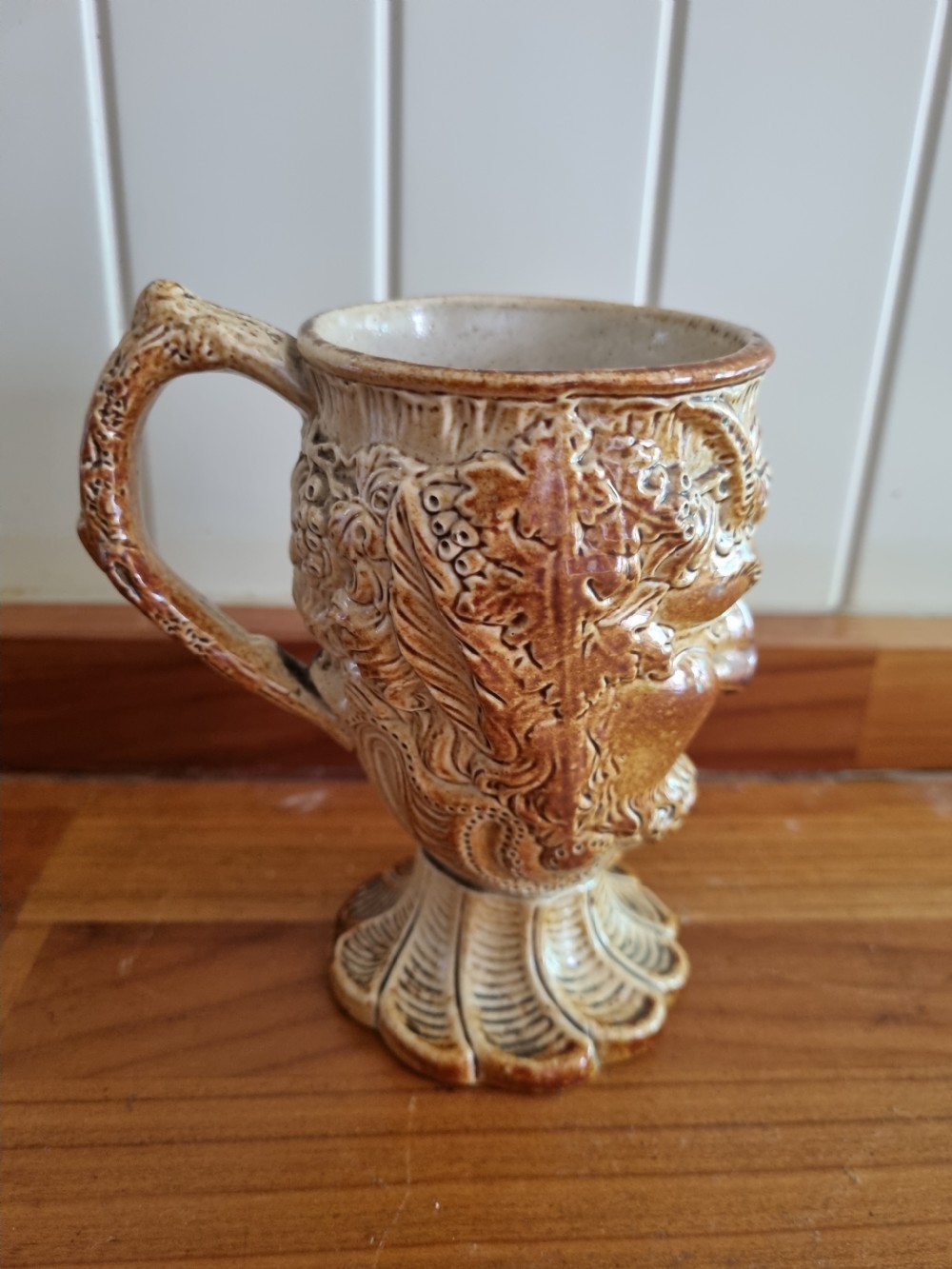 A GOOD 19THC BRIDDON BACCHUS FACE STONEWARE MUG View V