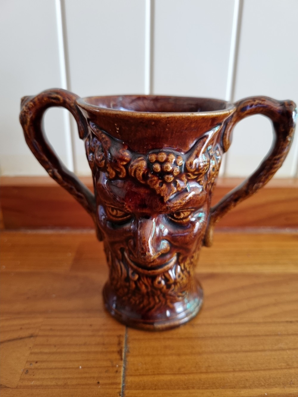 A 2 HANDLED 19THC DERBYSHIRE STONEWARE BACCHUS CUP View II