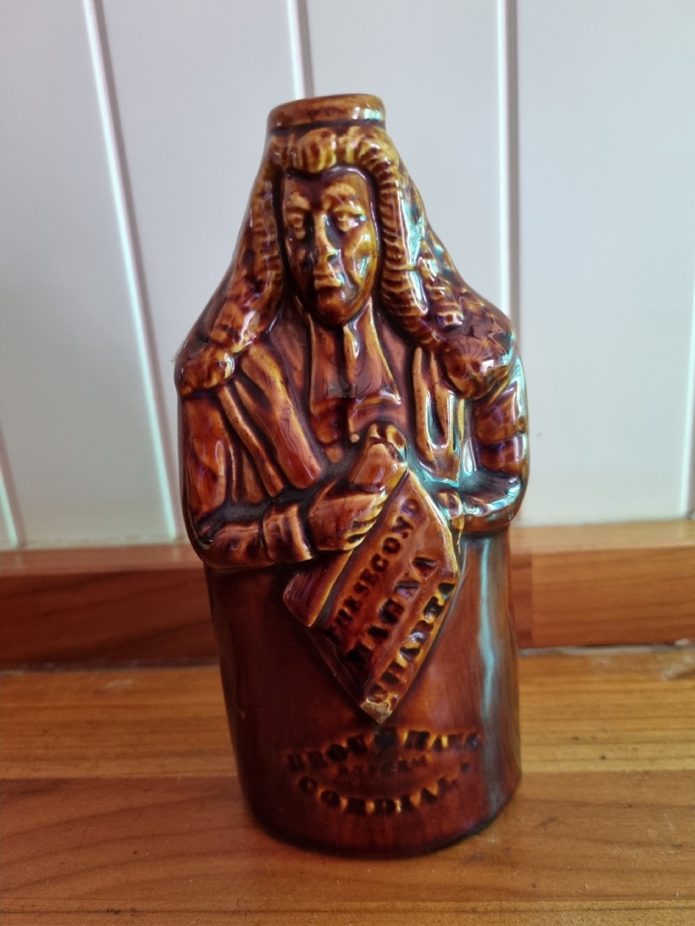 RARE 19THC REFORM STONEWARE BROUGHON FLASK BY J H HARTSHORNE POTTERY