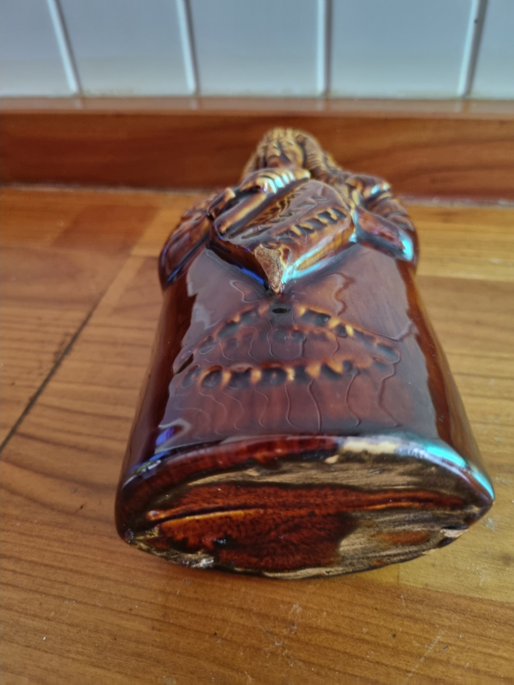 RARE 19THC REFORM STONEWARE BROUGHON FLASK BY J H HARTSHORNE POTTERY View III