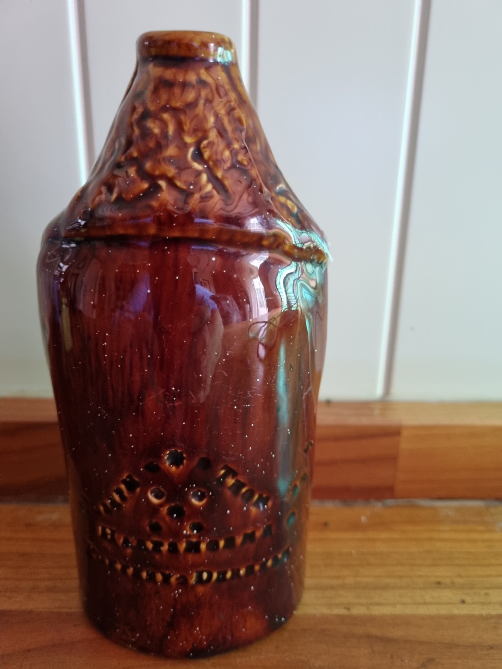 RARE 19THC REFORM STONEWARE BROUGHON FLASK BY J H HARTSHORNE POTTERY View IV