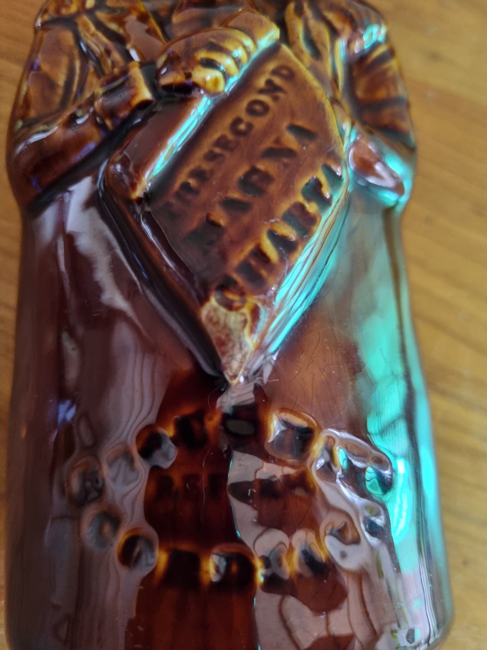 RARE 19THC REFORM STONEWARE BROUGHON FLASK BY J H HARTSHORNE POTTERY View V