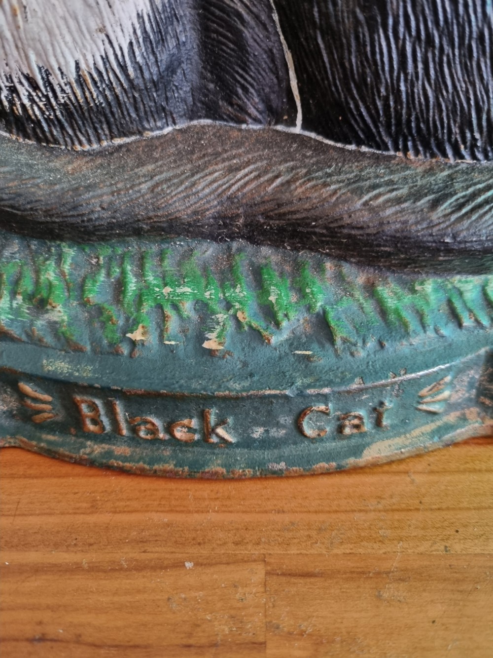 VINTAGE PAINTED BLACK CAT CAST IRON DOOR STOP  View III