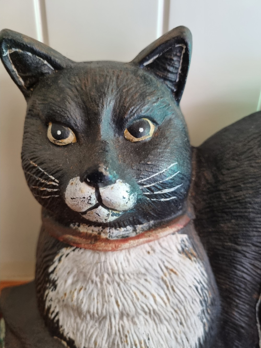 VINTAGE PAINTED BLACK CAT CAST IRON DOOR STOP  View IV
