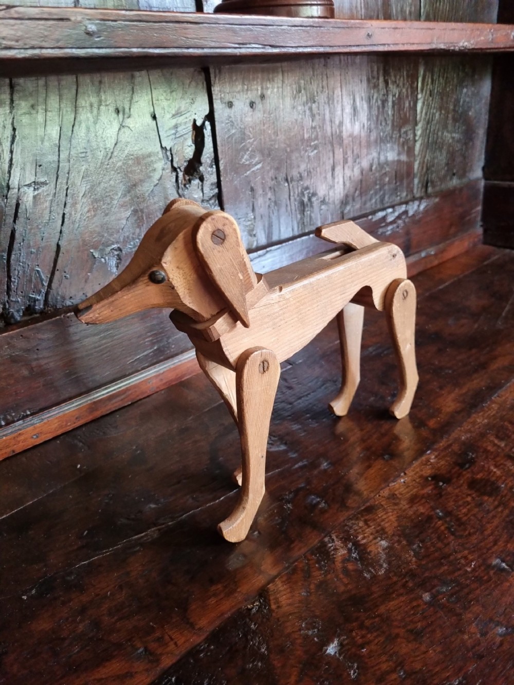 ANTIQUE FRENCH ARTISTS MODEL OF AN ARTICULATED DOG