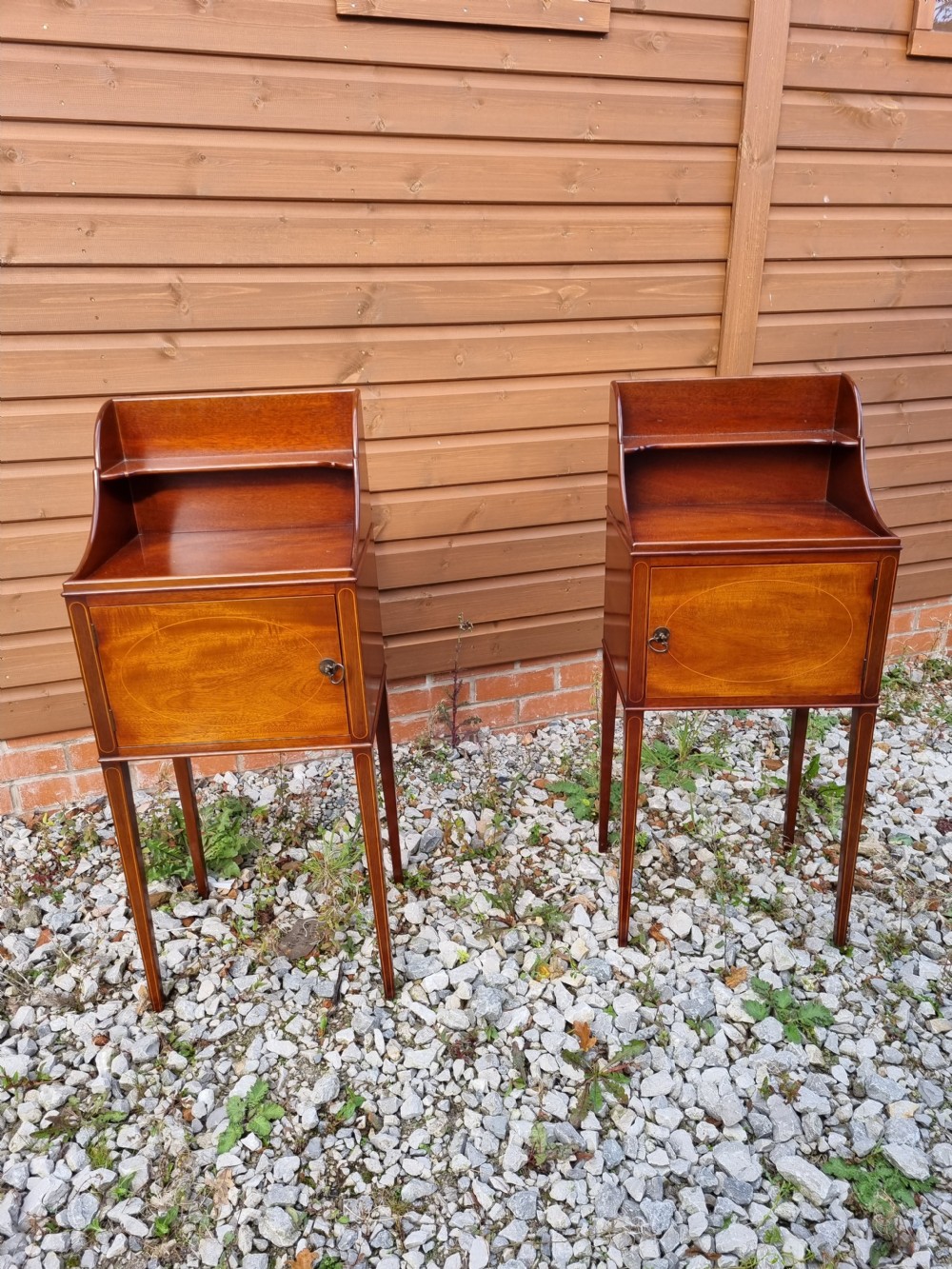 RARE PAIR OF MATCHING INLAID MAHOGANY BEDSIDE CUPBOARDS View IV