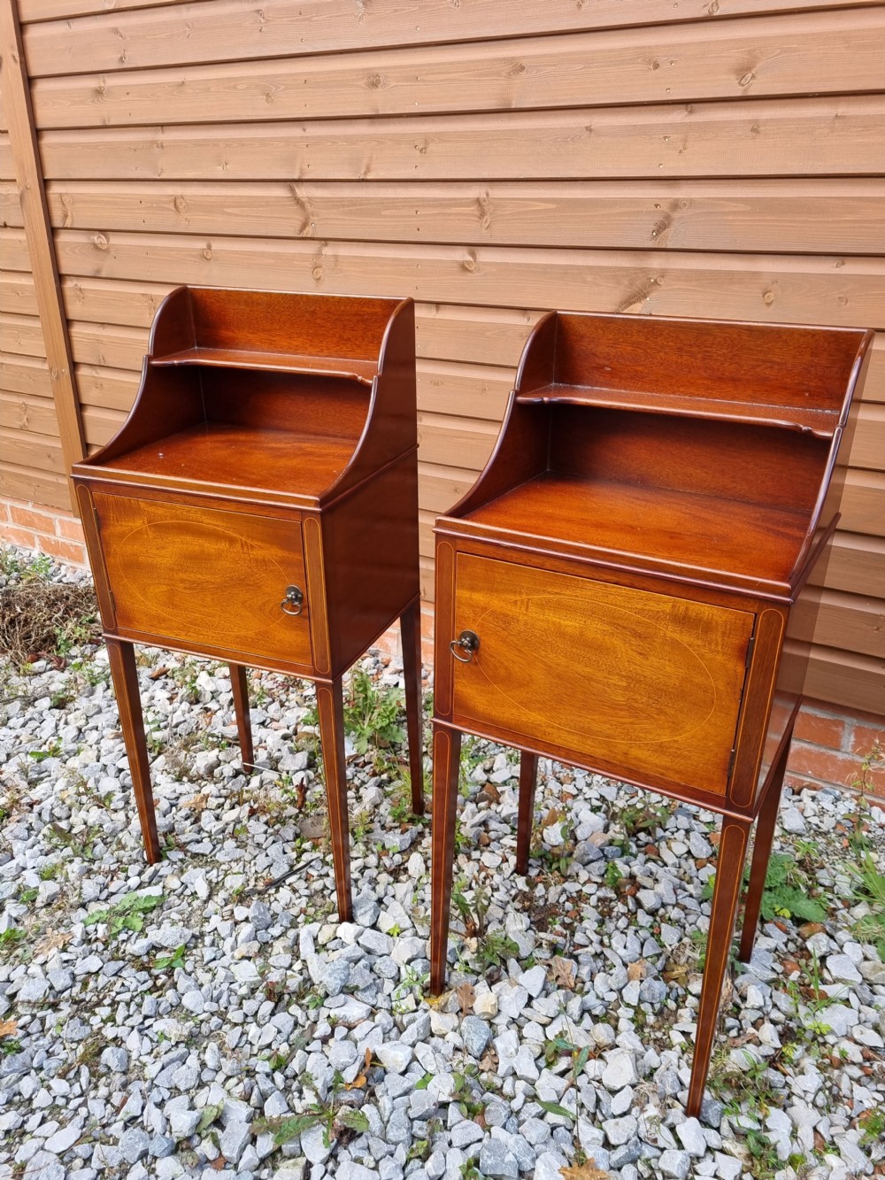 RARE PAIR OF MATCHING INLAID MAHOGANY BEDSIDE CUPBOARDS View V
