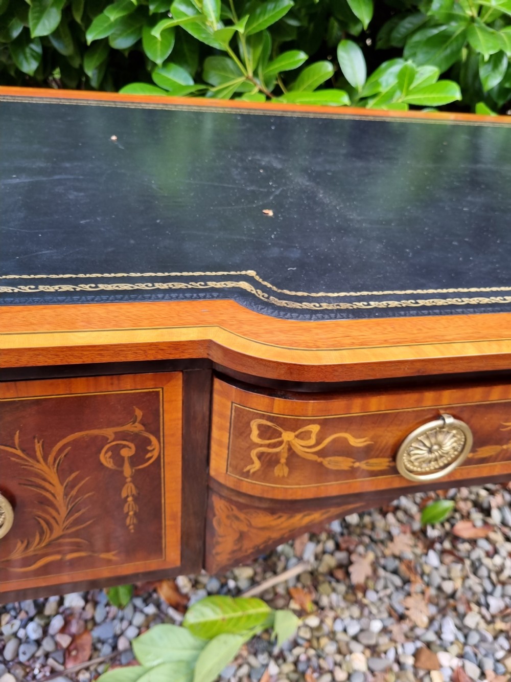 SMART PROFUSELY INLAID MAHOGANY LONDON EDWARDIAN DESK View III