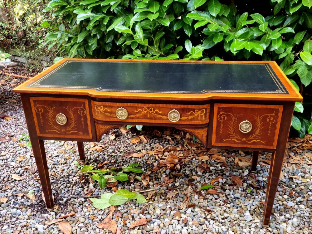 SMART PROFUSELY INLAID MAHOGANY LONDON EDWARDIAN DESK View V