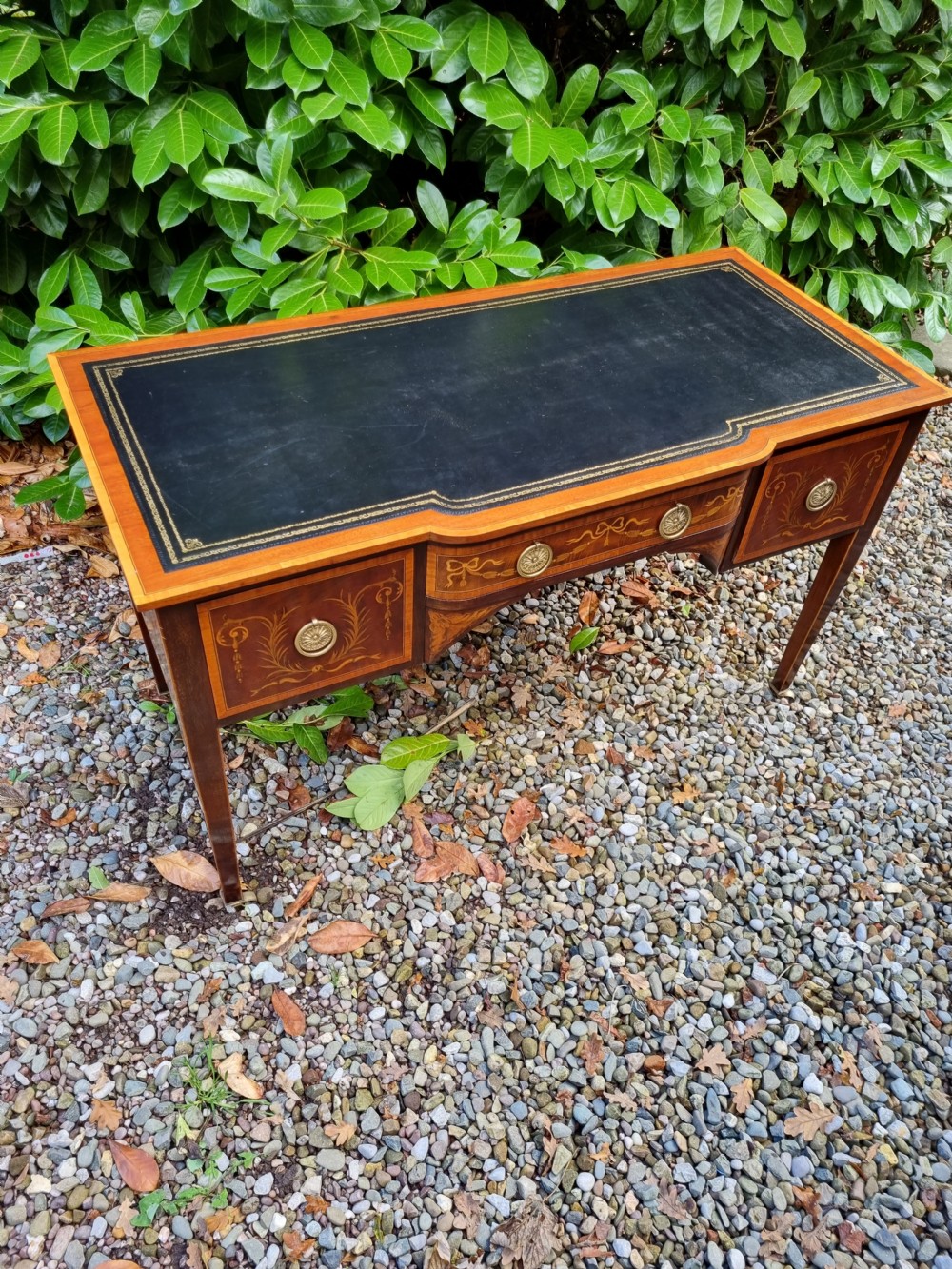 SMART PROFUSELY INLAID MAHOGANY LONDON EDWARDIAN DESK View VIII