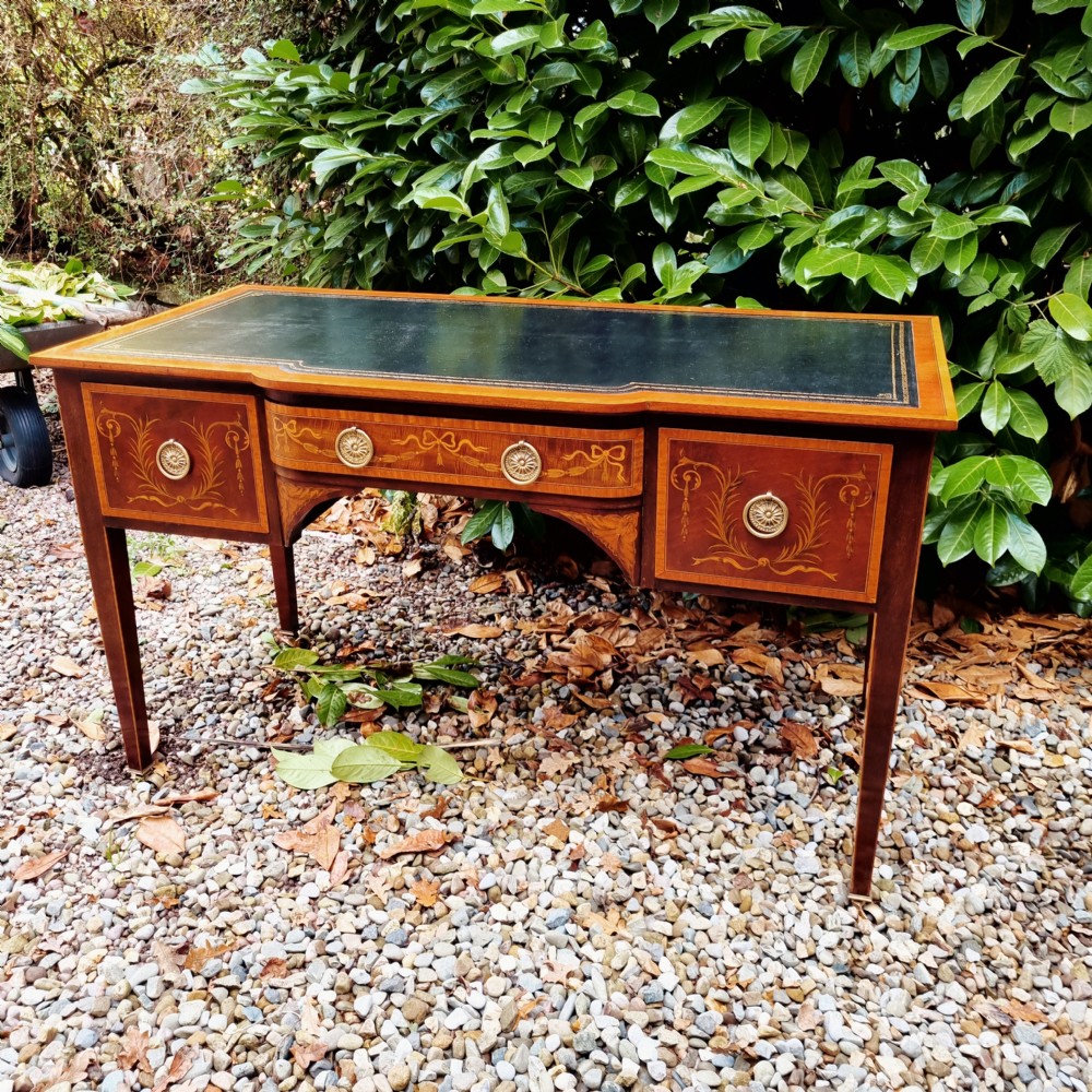 SMART PROFUSELY INLAID MAHOGANY LONDON EDWARDIAN DESK View IX