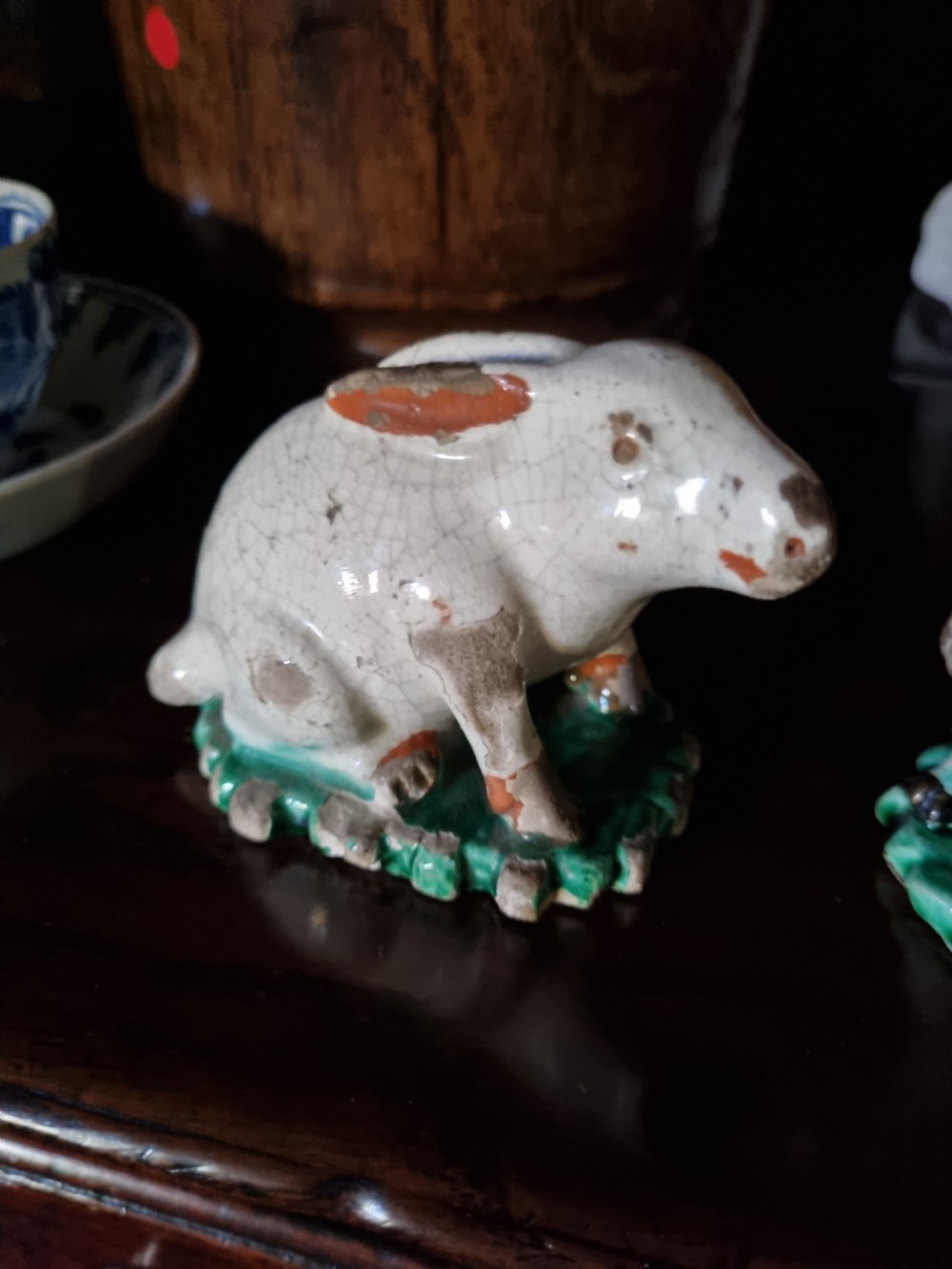PAIR OF LATE 18THC STAFFORDSHIRE RABBITS C1800 View II