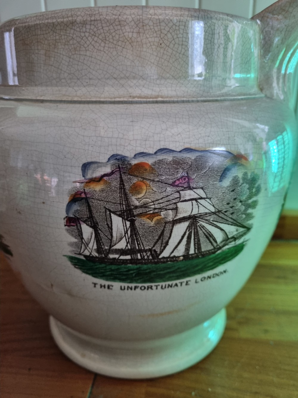 MASSIVE ANTIQUE SUNDERLAND LUSTRE JUG WITH SHIPPING SCENES View VI