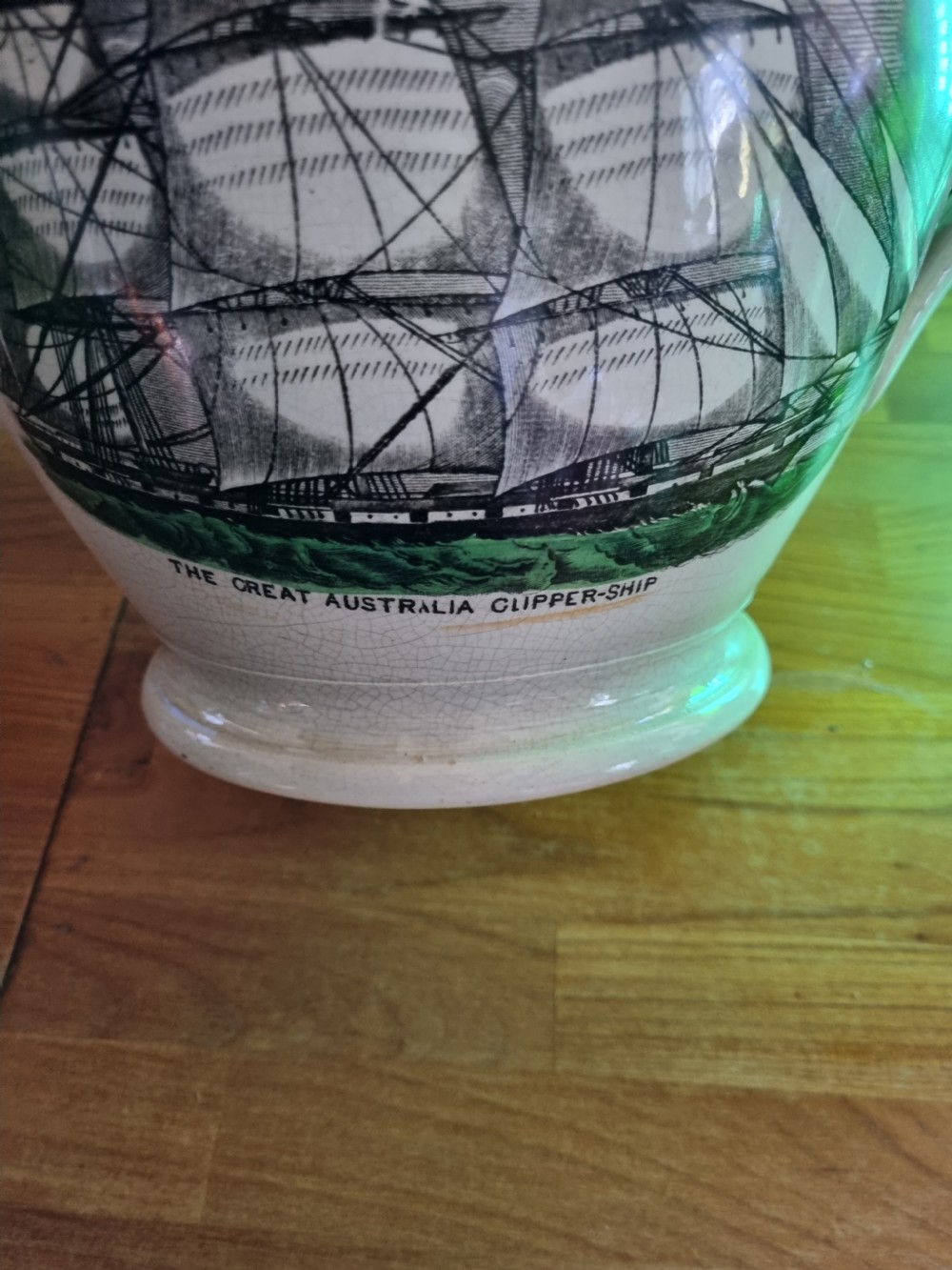 MASSIVE ANTIQUE SUNDERLAND LUSTRE JUG WITH SHIPPING SCENES View VII