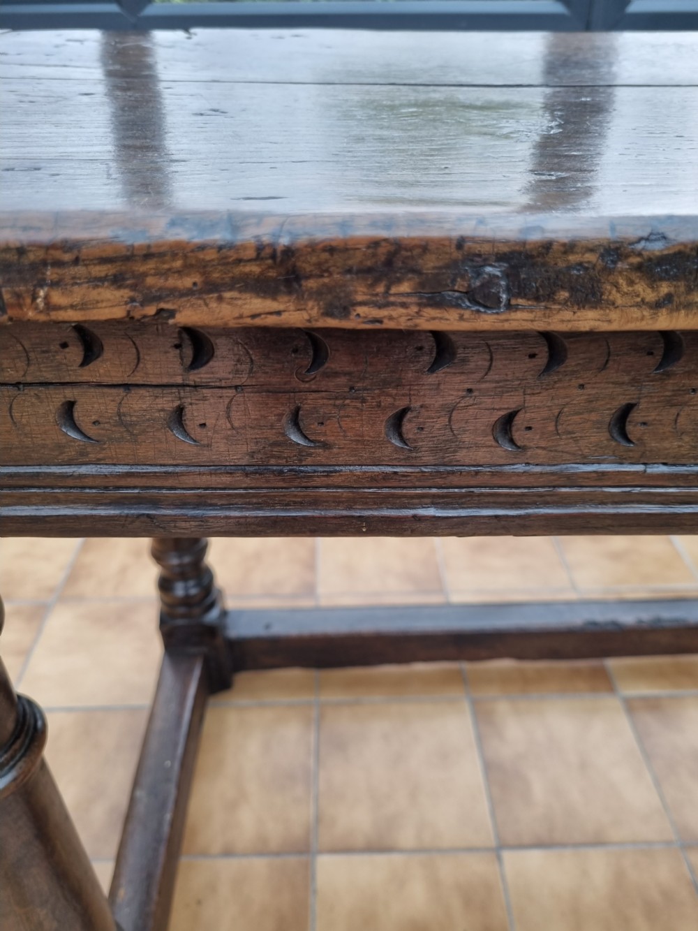 SMALL POST TUDOR 17THC OAK SERVING TABLE  View II